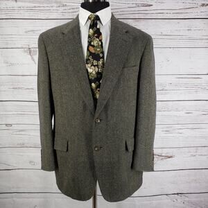 Tommy Hilfiger Vintage Brown Birds Eye Sportscoat Blazer Jacket Size 43R